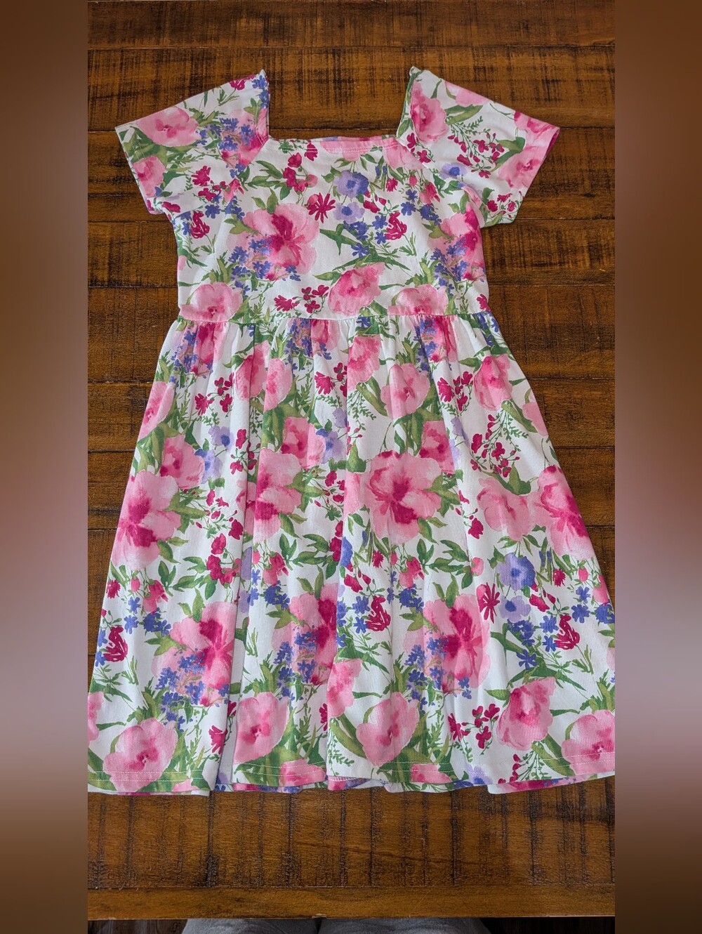 The Children's Place Girl's 7-8 Pink, Green & Purple Floral Dress